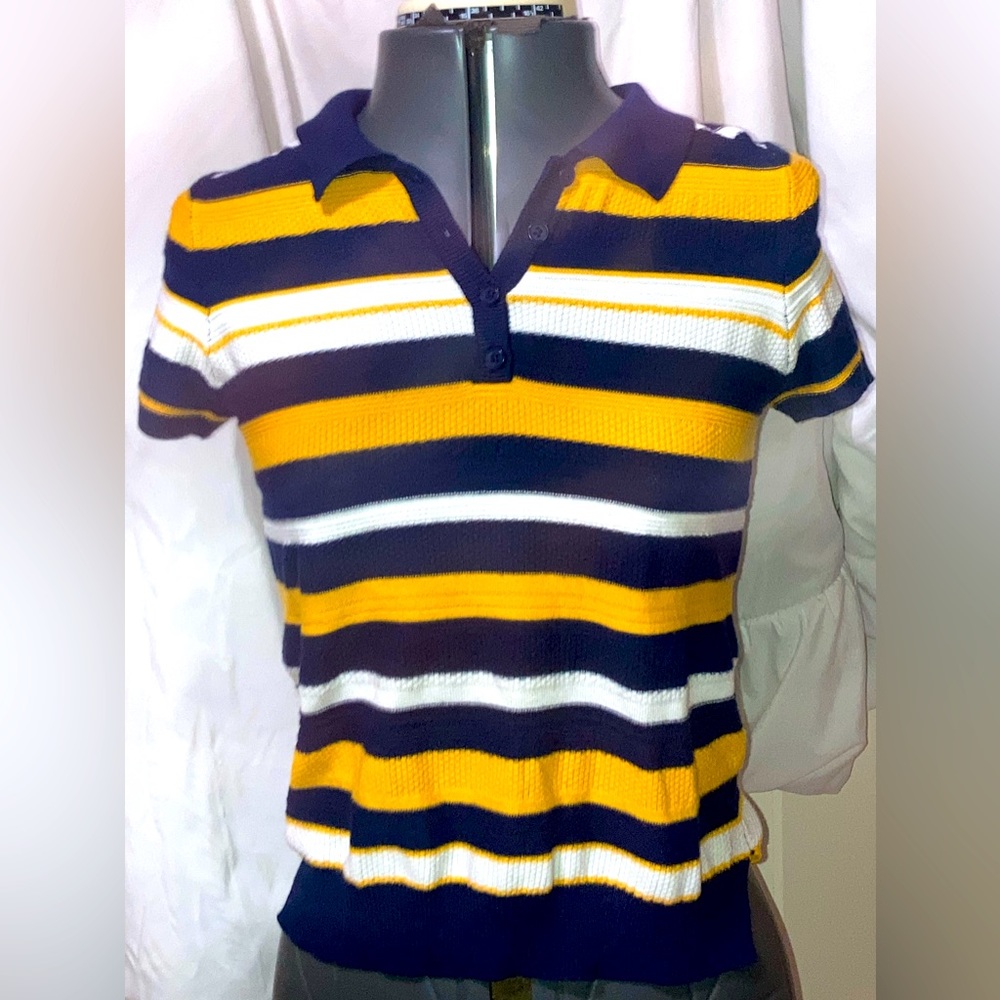 Blue and and Yellow Striped Shirt